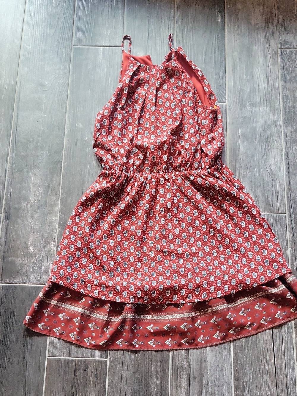 Blue Rain Red Printed Sleeveless Casual Dress for Women